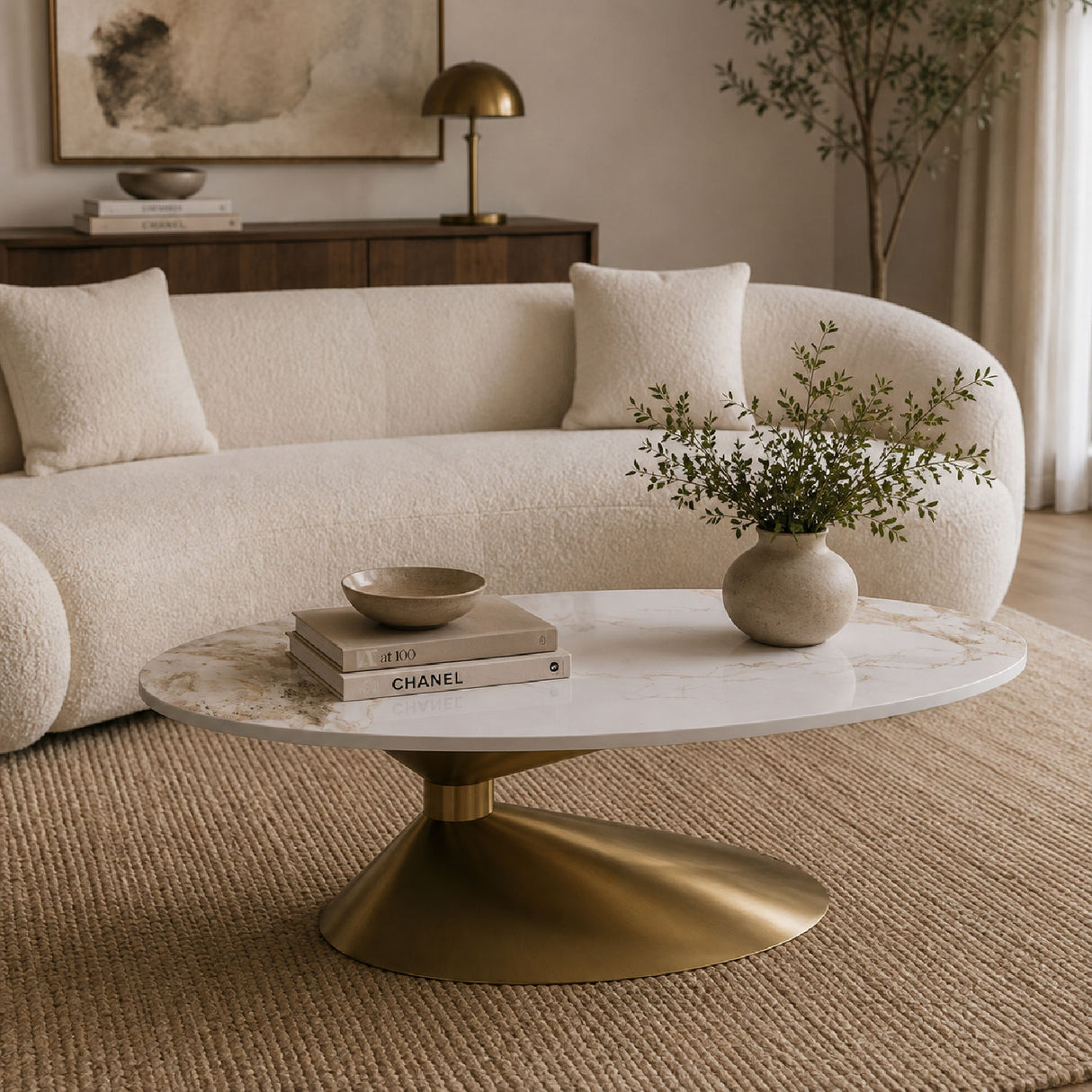 Marble Top Oval Coffee Table | OROA