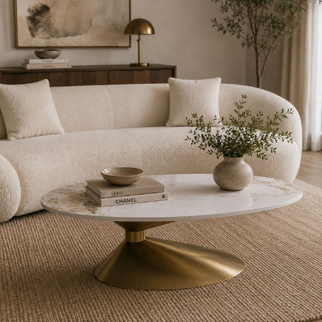 Marble Top Oval Coffee Table | OROA