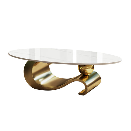 Gold White Oval Coffee Table | OROA