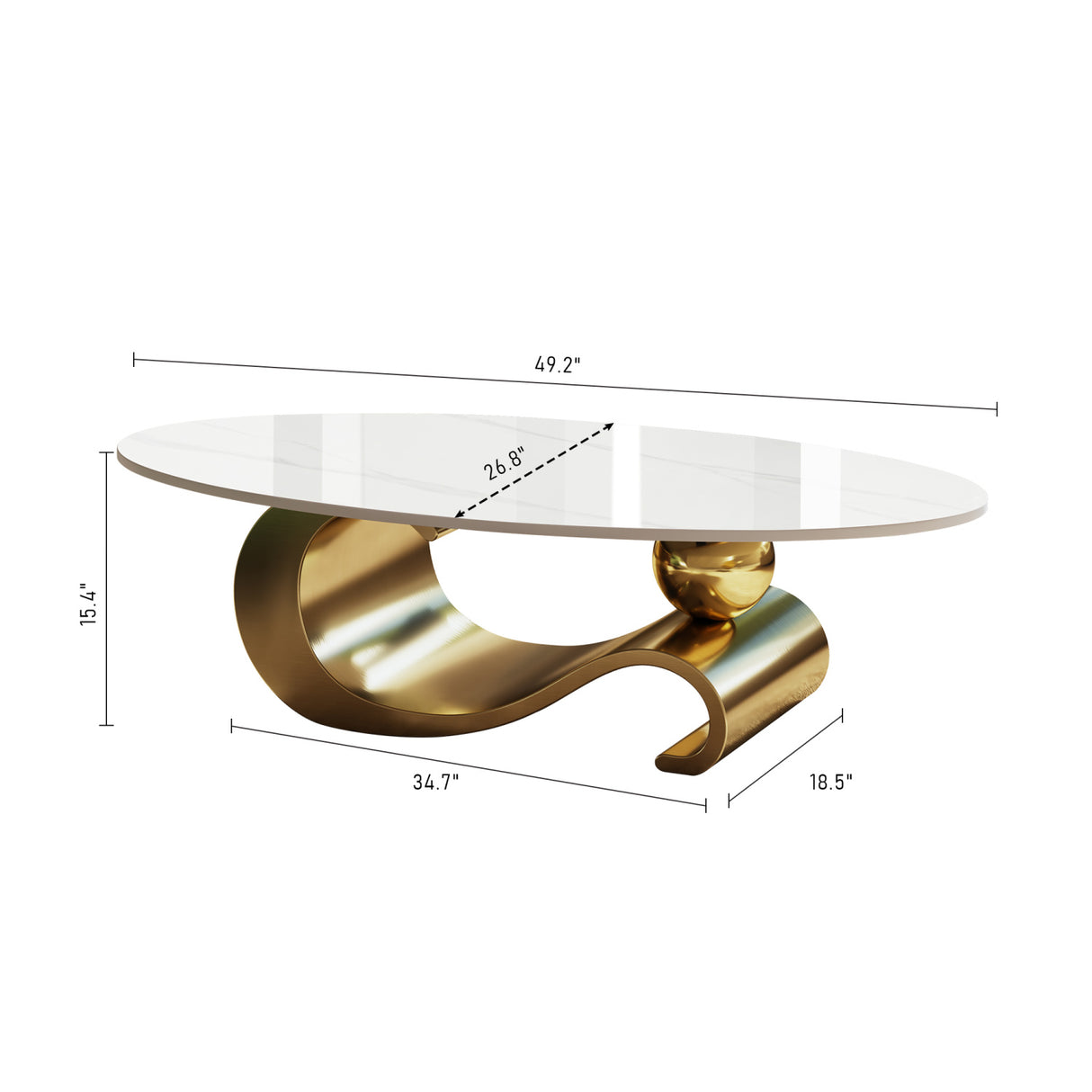 Gold White Oval Coffee Table | OROA