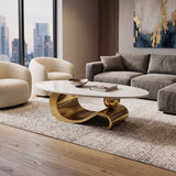 Gold White Oval Coffee Table | OROA