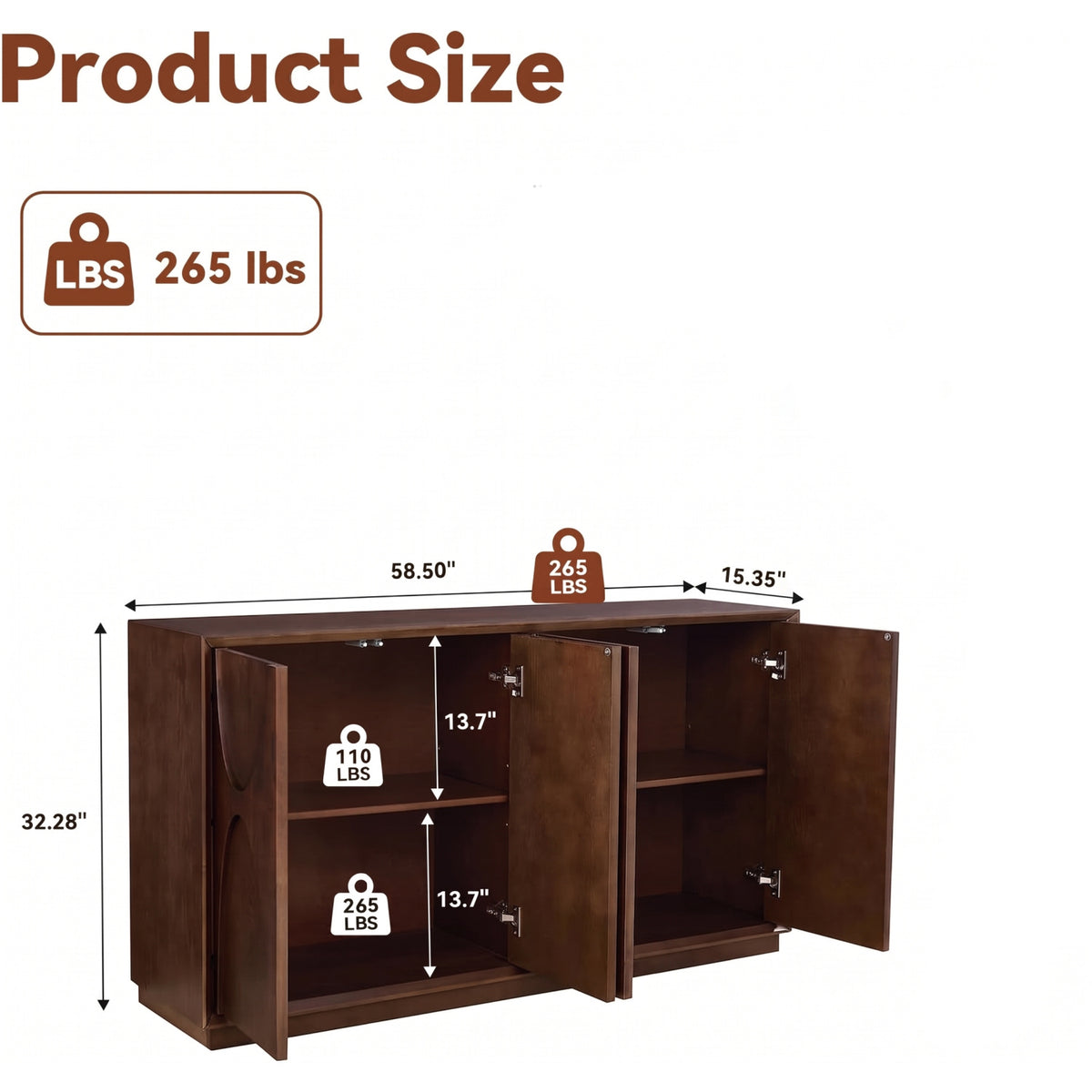 4-Door Ash Veneer Accent Cabinet | OROA