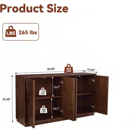 4-Door Ash Veneer Accent Cabinet | OROA