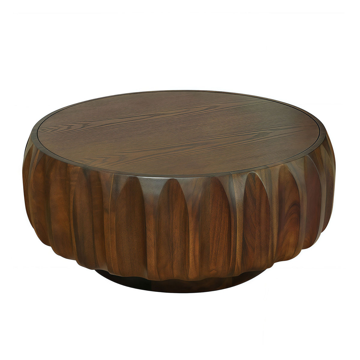 Round Coffee Table with Solid Wood Carved Frame | OROA