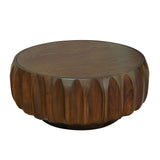 Round Coffee Table with Solid Wood Carved Frame | OROA