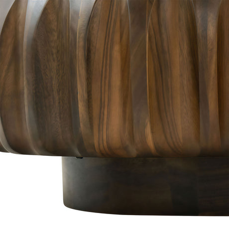 Round Coffee Table with Solid Wood Carved Frame | OROA
