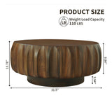 Round Coffee Table with Solid Wood Carved Frame | OROA