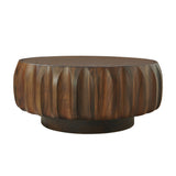 Round Coffee Table with Solid Wood Carved Frame | OROA