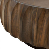 Round Coffee Table with Solid Wood Carved Frame | OROA