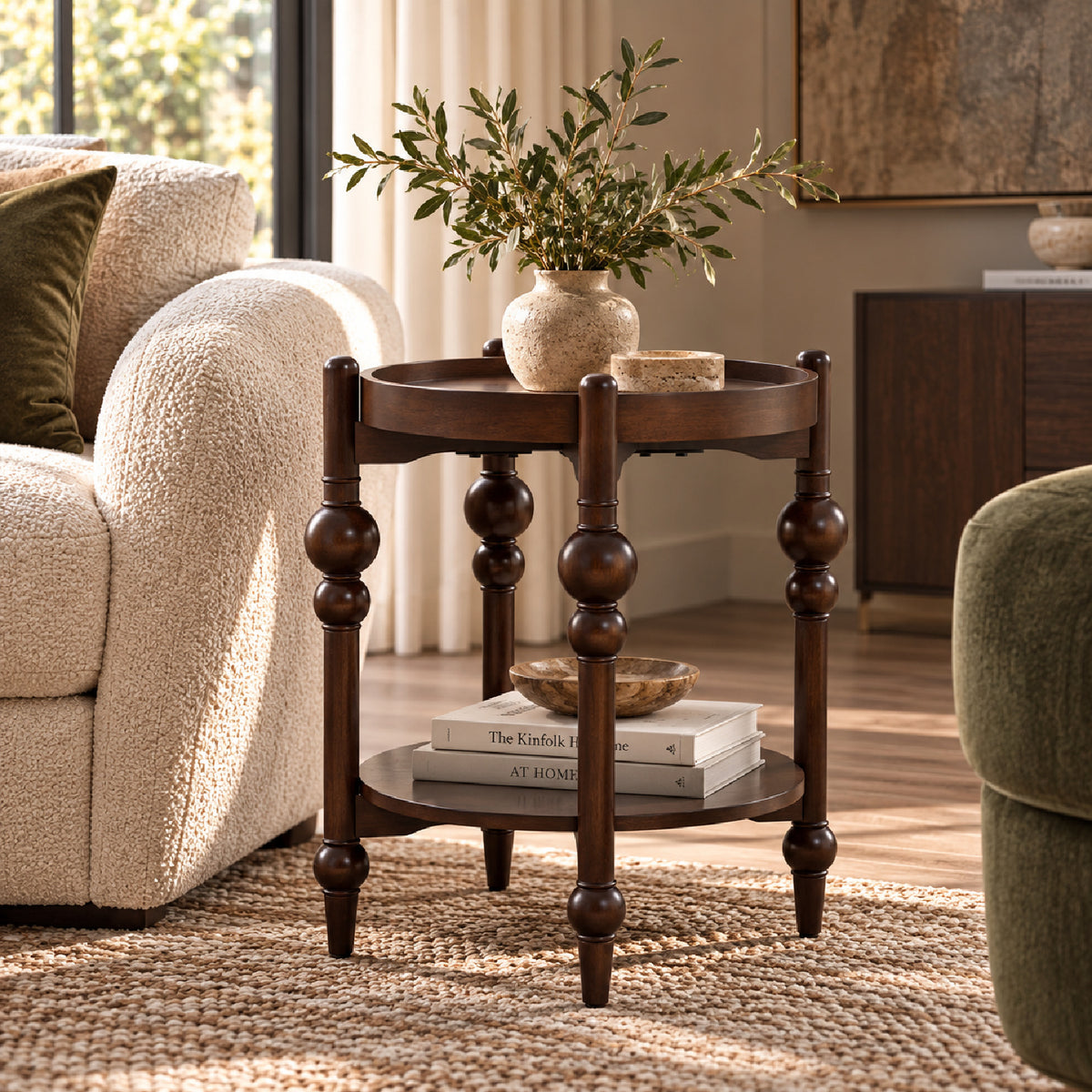 Classic Solid Wood Round Side Table | OROA