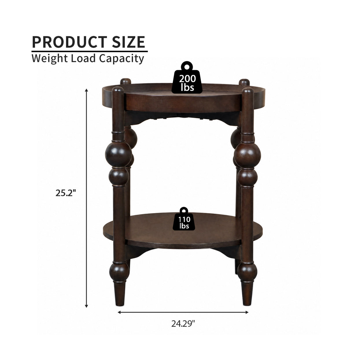 Classic Solid Wood Round Side Table | OROA