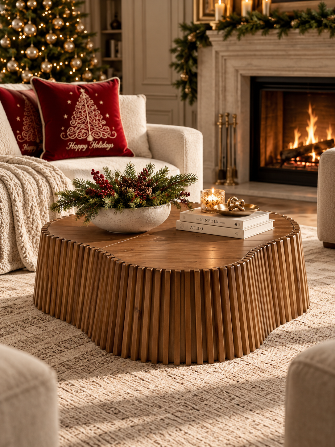 Modern European furniture - Scalloped Fluted Wood Coffee Table - www.oroa.com