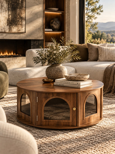 Modern European furniture - Round Mid-Century Retro Look Coffee Table - www.oroa.com