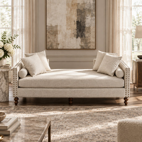 Modern European furniture - Beige Upholstered Chaise Lounge - www.oroa.com