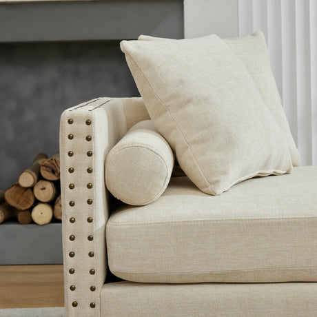 Modern European furniture - Beige Upholstered Chaise Lounge - www.oroa.com