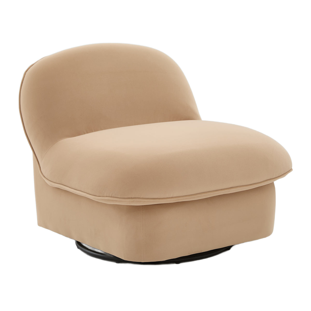 Khaki Pumpkin Shaped Swivel Accent Chair | OROA