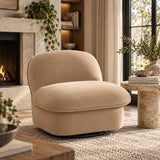 Khaki Pumpkin Shaped Swivel Accent Chair | OROA