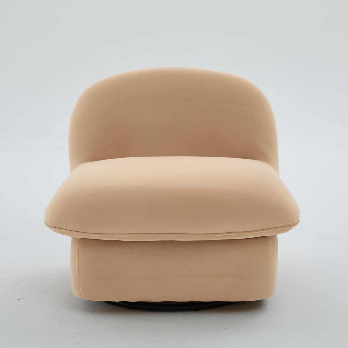 Khaki Pumpkin Shaped Swivel Accent Chair | OROA