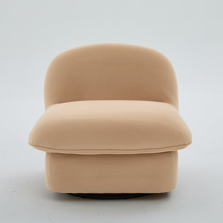 Khaki Pumpkin Shaped Swivel Accent Chair | OROA