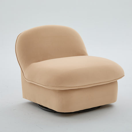 Khaki Pumpkin Shaped Swivel Accent Chair | OROA