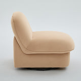Khaki Pumpkin Shaped Swivel Accent Chair | OROA