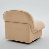 Khaki Pumpkin Shaped Swivel Accent Chair | OROA