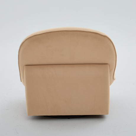 Khaki Pumpkin Shaped Swivel Accent Chair | OROA