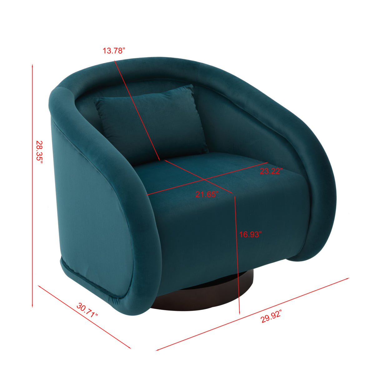 Teal Velvet Swivel Accent Chair | OROA