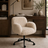 Beige Lamb Wool Ergonomic Swivel Office Chair | OROA