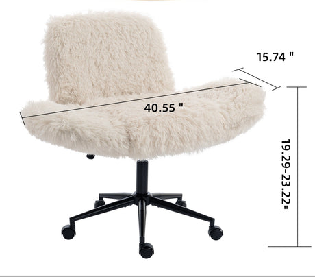 Beige Lamb Wool Ergonomic Swivel Office Chair | OROA