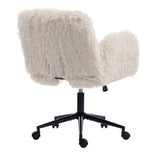 Beige Lamb Wool Ergonomic Swivel Office Chair | OROA