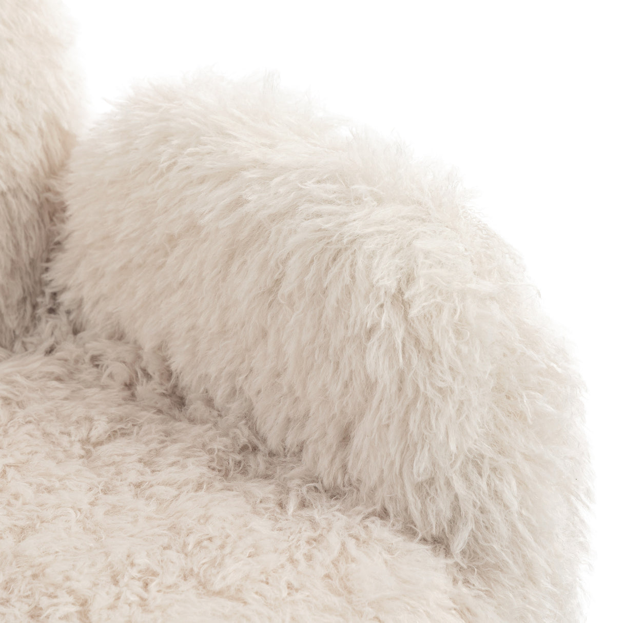 Beige Lamb Wool Ergonomic Swivel Office Chair | OROA