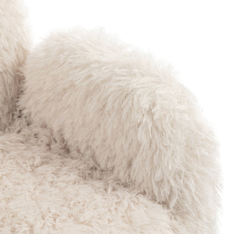 Beige Lamb Wool Ergonomic Swivel Office Chair | OROA