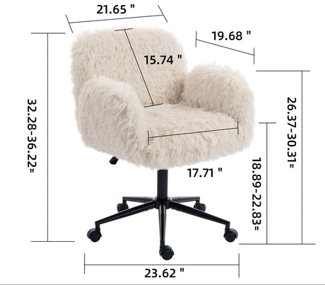 Beige Lamb Wool Ergonomic Swivel Office Chair | OROA