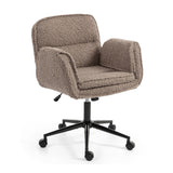 Brown Teddy Fleece Criss Cross Swivel Desk Chair | OROA