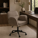 Brown Teddy Fleece Criss Cross Swivel Desk Chair | OROA
