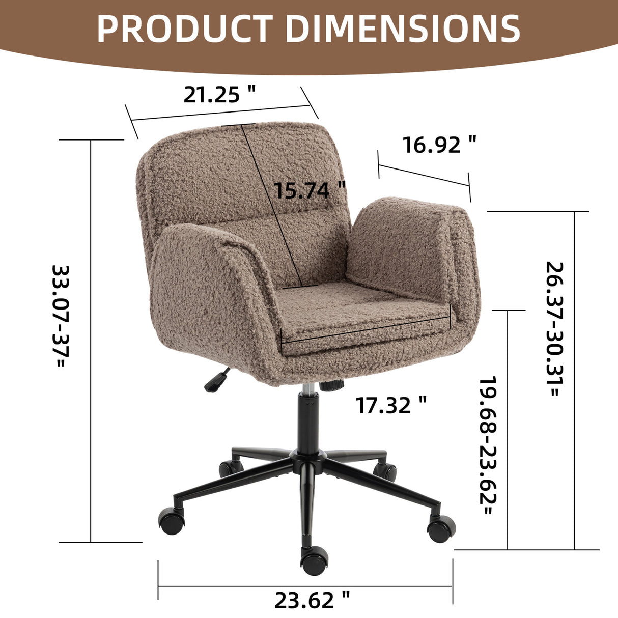 Brown Teddy Fleece Criss Cross Swivel Desk Chair | OROA