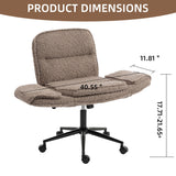 Brown Teddy Fleece Criss Cross Swivel Desk Chair | OROA