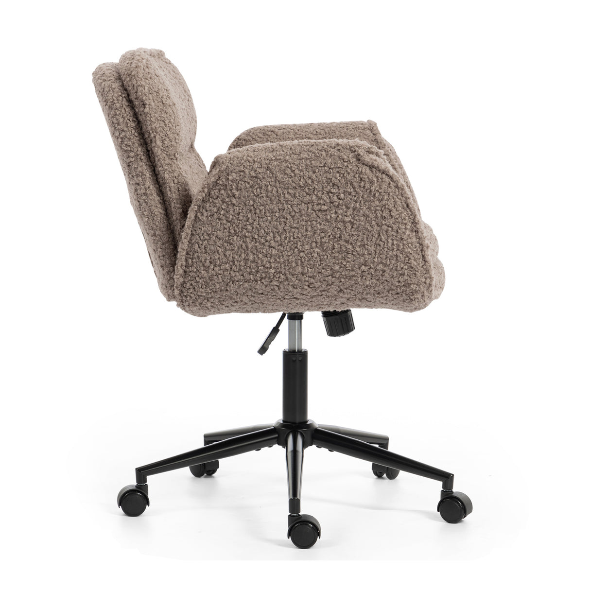 Brown Teddy Fleece Criss Cross Swivel Desk Chair | OROA