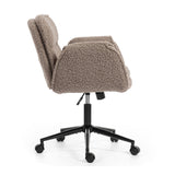 Brown Teddy Fleece Criss Cross Swivel Desk Chair | OROA