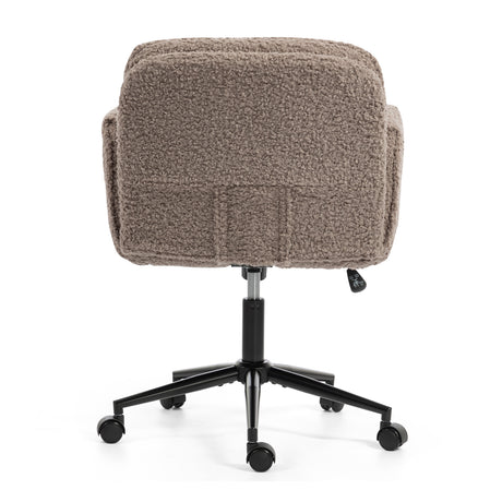 Brown Teddy Fleece Criss Cross Swivel Desk Chair | OROA