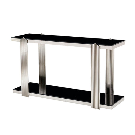 Silver & Black Mirrored Console Table | OROA