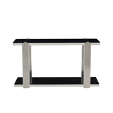 Silver & Black Mirrored Console Table | OROA