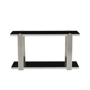 Modern European furniture - Silver & Black Mirrored Console Table - www.oroa.com