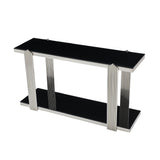 Silver & Black Mirrored Console Table | OROA