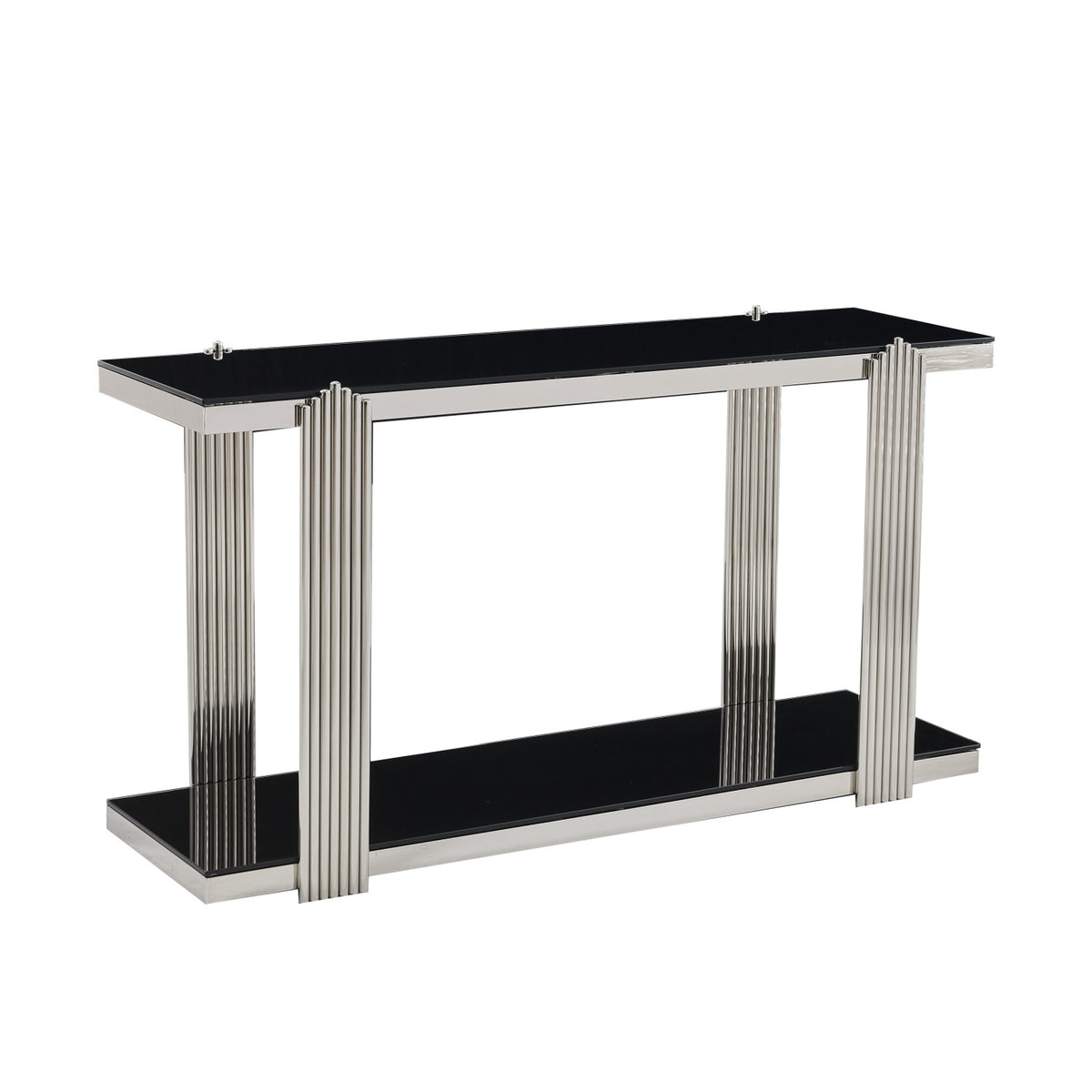Silver & Black Mirrored Console Table | OROA