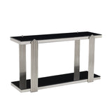 Silver & Black Mirrored Console Table | OROA