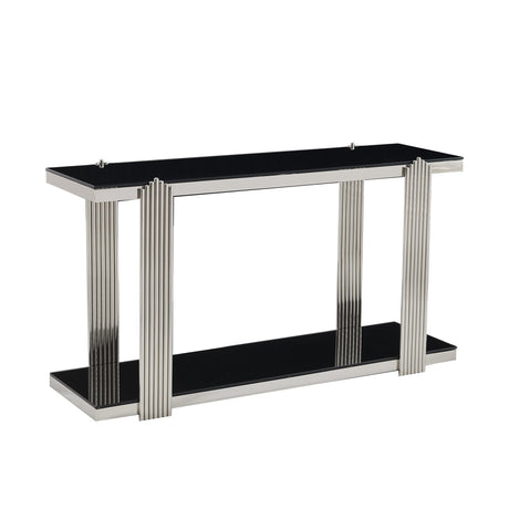 Silver & Black Mirrored Console Table | OROA
