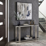 Silver & Black Mirrored Console Table | OROA