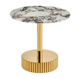 White Marble-Patterned End Table | OROA
